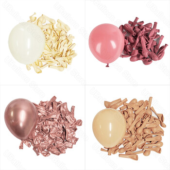 40 τμχ Dusty Pink Balloons Σετ Boho Skin Beige Retro Bean Dusty Pink Rose Gold Μπαλόνι λατέξ για ντεκόρ παιδικού ντους για κορίτσια γενεθλίων