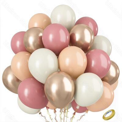 40 ks balónov Dusty Pink Boho Skin Beige Retro Bean Dusty Pink Rose Gold Latexový balón pre narodeninovú výzdobu dievčat
