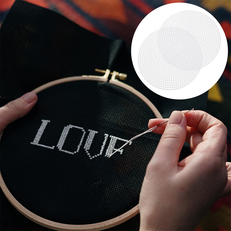 Apvalios tuščios drobės kryžminio dygsnio tinklelio lentos plastikinis maišelis siuvinėjimo ratas