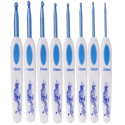 25 de stiluri de croșetat cu mai multe tipuri de mâner ergonomic moale pentru începători Croșetă din aluminiu set de instrumente de tricotat din oțel inoxidabil