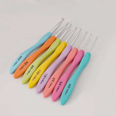 25 de stiluri de croșetat cu mai multe tipuri de mâner ergonomic moale pentru începători Croșetă din aluminiu set de instrumente de tricotat din oțel inoxidabil