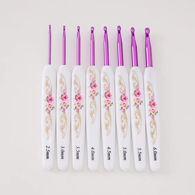 25 de stiluri de croșetat cu mai multe tipuri de mâner ergonomic moale pentru începători Croșetă din aluminiu set de instrumente de tricotat din oțel inoxidabil