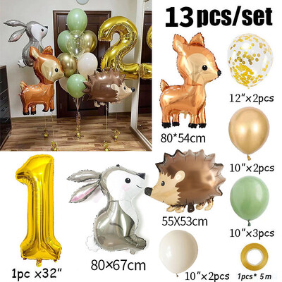 13db arany 32 hüvelykes számú állati fólia léggömb születésnapi parti dekoráció gyerekek fiú lány 1 2 3 4 5 6 7 8 9 éves szafari kellékek