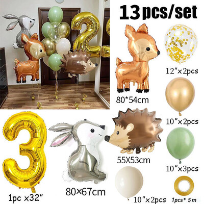 13db arany 32 hüvelykes számú állati fólia léggömb születésnapi parti dekoráció gyerekek fiú lány 1 2 3 4 5 6 7 8 9 éves szafari kellékek