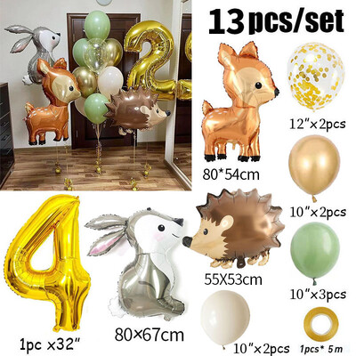 13db arany 32 hüvelykes számú állati fólia léggömb születésnapi parti dekoráció gyerekek fiú lány 1 2 3 4 5 6 7 8 9 éves szafari kellékek