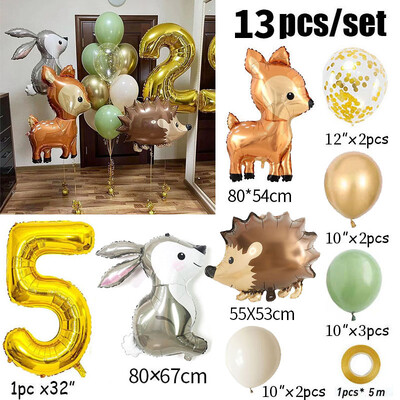 13db arany 32 hüvelykes számú állati fólia léggömb születésnapi parti dekoráció gyerekek fiú lány 1 2 3 4 5 6 7 8 9 éves szafari kellékek