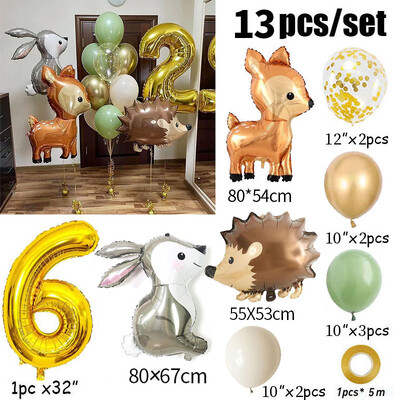 13db arany 32 hüvelykes számú állati fólia léggömb születésnapi parti dekoráció gyerekek fiú lány 1 2 3 4 5 6 7 8 9 éves szafari kellékek