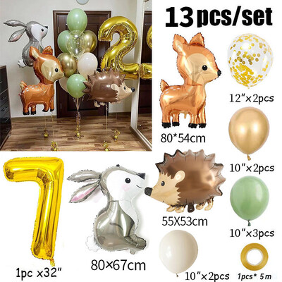 13db arany 32 hüvelykes számú állati fólia léggömb születésnapi parti dekoráció gyerekek fiú lány 1 2 3 4 5 6 7 8 9 éves szafari kellékek
