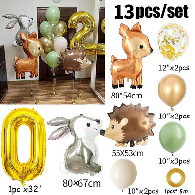 13db arany 32 hüvelykes számú állati fólia léggömb születésnapi parti dekoráció gyerekek fiú lány 1 2 3 4 5 6 7 8 9 éves szafari kellékek