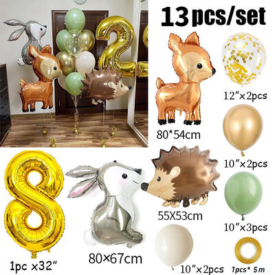 13db arany 32 hüvelykes számú állati fólia léggömb születésnapi parti dekoráció gyerekek fiú lány 1 2 3 4 5 6 7 8 9 éves szafari kellékek