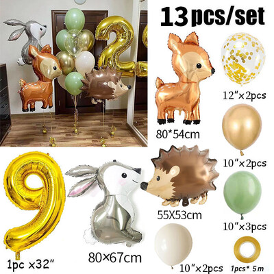 13db arany 32 hüvelykes számú állati fólia léggömb születésnapi parti dekoráció gyerekek fiú lány 1 2 3 4 5 6 7 8 9 éves szafari kellékek