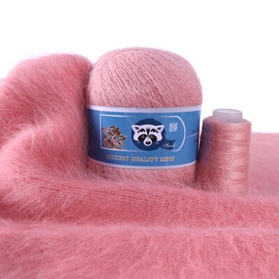 Νήματα από μαλλί βιζόν μεσαίου πάχους, μαλλί μινκ με μακριά μαλλιά, χειροποίητα ρούχα DIY, Υλικό πλεξίματος με βελονάκι, 50 + 20 γραμμάρια ανά σετ