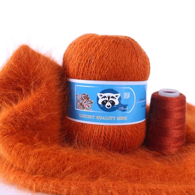 Νήματα από μαλλί βιζόν μεσαίου πάχους, μαλλί μινκ με μακριά μαλλιά, χειροποίητα ρούχα DIY, Υλικό πλεξίματος με βελονάκι, 50 + 20 γραμμάρια ανά σετ