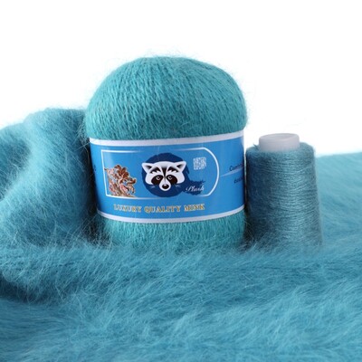 Νήματα από μαλλί βιζόν μεσαίου πάχους, μαλλί μινκ με μακριά μαλλιά, χειροποίητα ρούχα DIY, Υλικό πλεξίματος με βελονάκι, 50 + 20 γραμμάρια ανά σετ