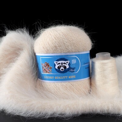 Νήματα από μαλλί βιζόν μεσαίου πάχους, μαλλί μινκ με μακριά μαλλιά, χειροποίητα ρούχα DIY, Υλικό πλεξίματος με βελονάκι, 50 + 20 γραμμάρια ανά σετ