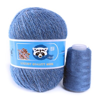 Νήματα από μαλλί βιζόν μεσαίου πάχους, μαλλί μινκ με μακριά μαλλιά, χειροποίητα ρούχα DIY, Υλικό πλεξίματος με βελονάκι, 50 + 20 γραμμάρια ανά σετ