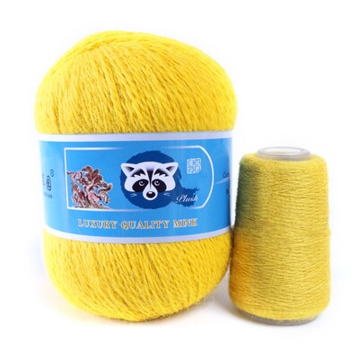 Νήματα από μαλλί βιζόν μεσαίου πάχους, μαλλί μινκ με μακριά μαλλιά, χειροποίητα ρούχα DIY, Υλικό πλεξίματος με βελονάκι, 50 + 20 γραμμάρια ανά σετ