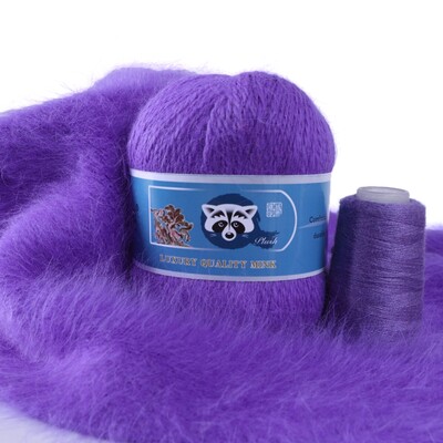 Νήματα από μαλλί βιζόν μεσαίου πάχους, μαλλί μινκ με μακριά μαλλιά, χειροποίητα ρούχα DIY, Υλικό πλεξίματος με βελονάκι, 50 + 20 γραμμάρια ανά σετ