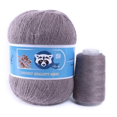 Νήματα από μαλλί βιζόν μεσαίου πάχους, μαλλί μινκ με μακριά μαλλιά, χειροποίητα ρούχα DIY, Υλικό πλεξίματος με βελονάκι, 50 + 20 γραμμάρια ανά σετ