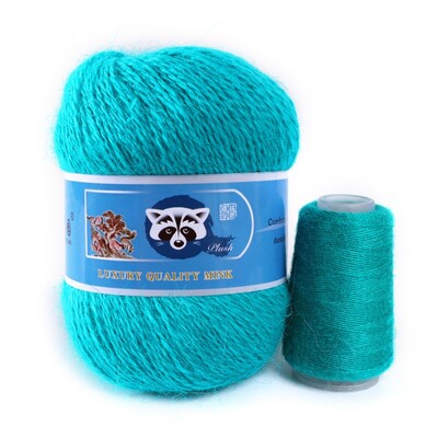 Νήματα από μαλλί βιζόν μεσαίου πάχους, μαλλί μινκ με μακριά μαλλιά, χειροποίητα ρούχα DIY, Υλικό πλεξίματος με βελονάκι, 50 + 20 γραμμάρια ανά σετ