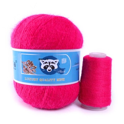 Νήματα από μαλλί βιζόν μεσαίου πάχους, μαλλί μινκ με μακριά μαλλιά, χειροποίητα ρούχα DIY, Υλικό πλεξίματος με βελονάκι, 50 + 20 γραμμάρια ανά σετ