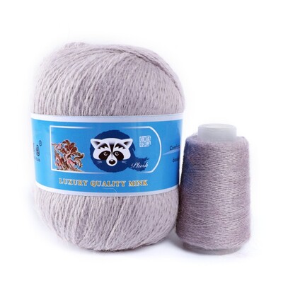 Νήματα από μαλλί βιζόν μεσαίου πάχους, μαλλί μινκ με μακριά μαλλιά, χειροποίητα ρούχα DIY, Υλικό πλεξίματος με βελονάκι, 50 + 20 γραμμάρια ανά σετ