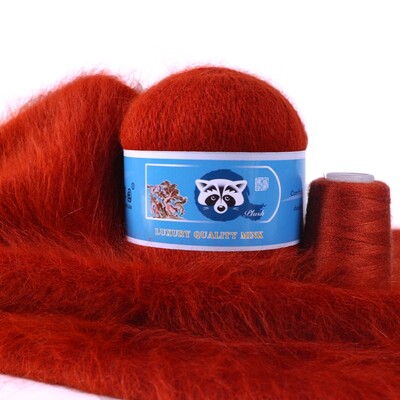 Νήματα από μαλλί βιζόν μεσαίου πάχους, μαλλί μινκ με μακριά μαλλιά, χειροποίητα ρούχα DIY, Υλικό πλεξίματος με βελονάκι, 50 + 20 γραμμάρια ανά σετ