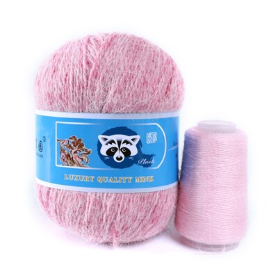 Νήματα από μαλλί βιζόν μεσαίου πάχους, μαλλί μινκ με μακριά μαλλιά, χειροποίητα ρούχα DIY, Υλικό πλεξίματος με βελονάκι, 50 + 20 γραμμάρια ανά σετ