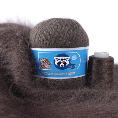 Νήματα από μαλλί βιζόν μεσαίου πάχους, μαλλί μινκ με μακριά μαλλιά, χειροποίητα ρούχα DIY, Υλικό πλεξίματος με βελονάκι, 50 + 20 γραμμάρια ανά σετ