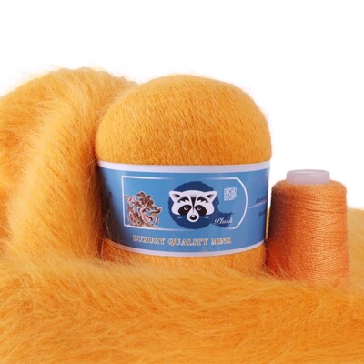 Νήματα από μαλλί βιζόν μεσαίου πάχους, μαλλί μινκ με μακριά μαλλιά, χειροποίητα ρούχα DIY, Υλικό πλεξίματος με βελονάκι, 50 + 20 γραμμάρια ανά σετ