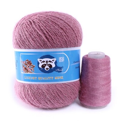 Νήματα από μαλλί βιζόν μεσαίου πάχους, μαλλί μινκ με μακριά μαλλιά, χειροποίητα ρούχα DIY, Υλικό πλεξίματος με βελονάκι, 50 + 20 γραμμάρια ανά σετ