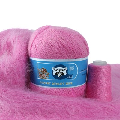 Νήματα από μαλλί βιζόν μεσαίου πάχους, μαλλί μινκ με μακριά μαλλιά, χειροποίητα ρούχα DIY, Υλικό πλεξίματος με βελονάκι, 50 + 20 γραμμάρια ανά σετ