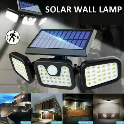 Solar Lights Αισθητήρας κίνησης εξωτερικού χώρου Ανθρώπινη επαγωγική ρυθμιζόμενη κεφαλή IP65 Αδιάβροχο ηλιακό φωτιστικό τοίχου