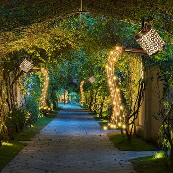 Υπαίθρια ηλιακή κονσέρβα Φωτιστικό Star Shower Garden Art LED String Light Pathway Αίθριο Κρεμαστό βραστήρα φαναριού Διακοσμητικό φωτιστικό