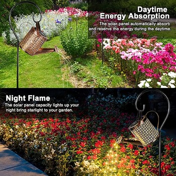 Υπαίθρια ηλιακή κονσέρβα Φωτιστικό Star Shower Garden Art LED String Light Pathway Αίθριο Κρεμαστό βραστήρα φαναριού Διακοσμητικό φωτιστικό