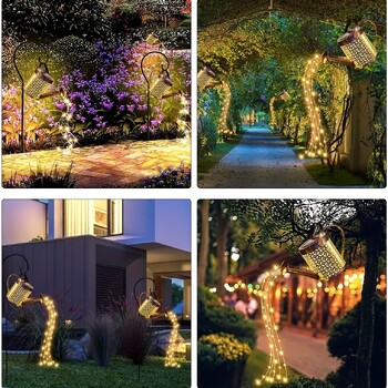 Υπαίθρια ηλιακή κονσέρβα Φωτιστικό Star Shower Garden Art LED String Light Pathway Αίθριο Κρεμαστό βραστήρα φαναριού Διακοσμητικό φωτιστικό