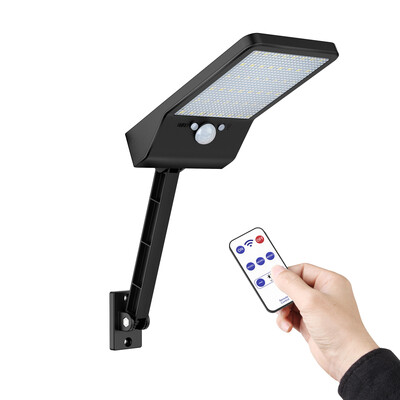 QLTEG 48 LED 800 LM Vonkajšia solárna nástenná lampa s PIR senzorom pohybu, záhradná bezpečnostná lampa, vodotesné diaľkové ovládanie, solárne svetlo
