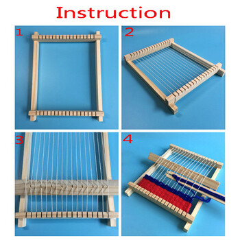 Mini Wooden Weaving Loom Craft νήμα DIY χειροποίητο πλεκτομηχανή Παιδικά εκπαιδευτικά παιχνίδια