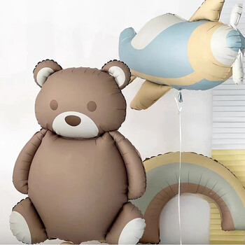 Γελοιογραφία Matte Bear Rainbow Plane Car Foil Balloons Χρόνια πολλά Διακοσμητικά πάρτι Παιδικό κορίτσι Αγόρι Παιχνίδια ντους μωρών προμήθειες