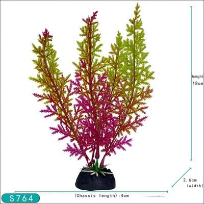 18 cm Akvariumo dekoratyvinis augalas akvariume Dirbtinis dekoras Augalai, imituojantys vandens žolę, žuvų dubenėlis, plastikinis papuošimas 7,08 colio
