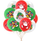 10db Merry Christmas Balloon Szett, Mikulás karácsonyfa Elk Latex lufi