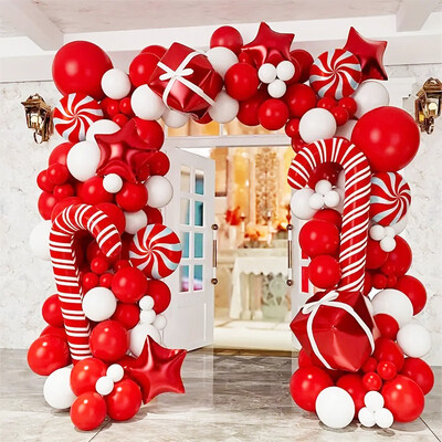 Božićni vijenac od balona, luk, mat balon, crveni, plavi, bijeli baloni, set luka, sretan božićni ukras, darovi, novogodišnji balon