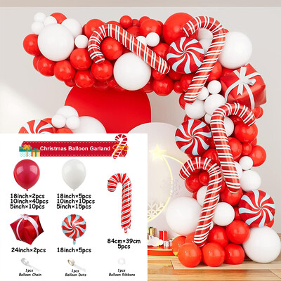 Vianočná balónová girlanda, oblúk, matný balón, červeno-modrý, biely balón, oblúk, sada, veselé vianočné dekorácie, darčeky, novoročný balón.