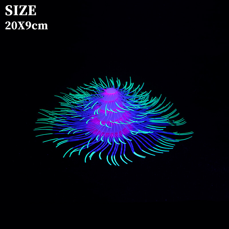 Silikono žėrinčios dirbtinės šakos koralų akvatorijos dekoracijos, šviečiančios tamsoje netikrų koralų papuošalų akvariumo povandeninis dekoras