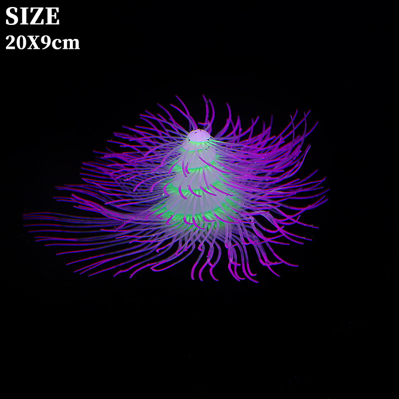 Silikono žėrinčios dirbtinės šakos koralų akvatorijos dekoracijos, šviečiančios tamsoje netikrų koralų papuošalų akvariumo povandeninis dekoras