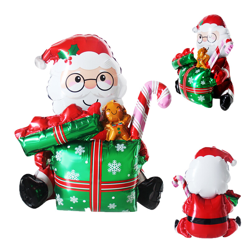 1 ks 3D darčeková krabička Santa Claus fóliové balóny darčeková krabička balón s losom vianočné dekorácie do domácnosti Navidad 2025 dekorácia