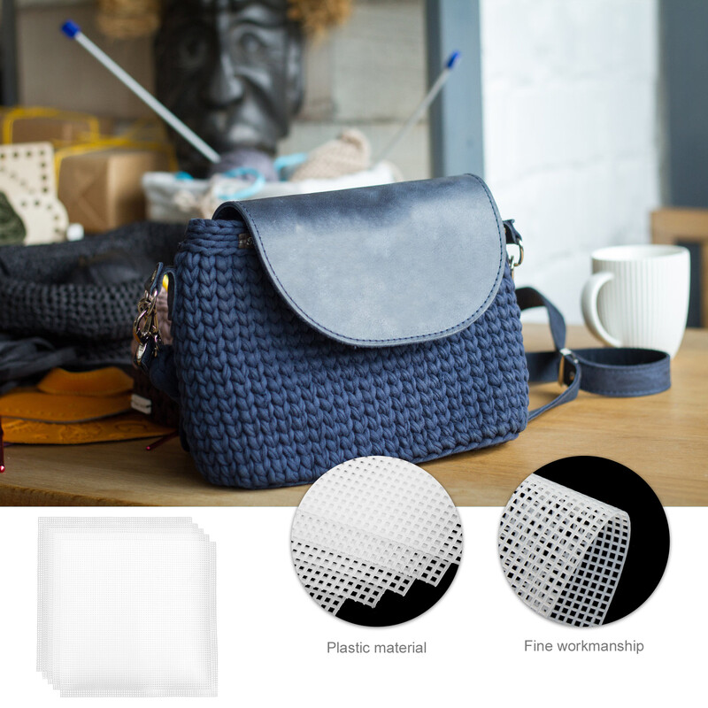 5 vnt. drobė plastikiniam maišeliui austi tinklinį lakštą skaidraus drobės plastiko siuvinėjimo rinkiniai Krepšelio gamybos priedai