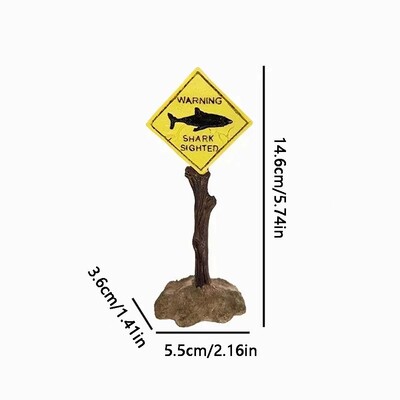 Διακόσμηση τοπίου ενυδρείου 1 τεμ., προειδοποιητικό σήμα για κίτρινο καρχαρία, διασκεδαστική διακόσμηση τοπίου ενυδρείου