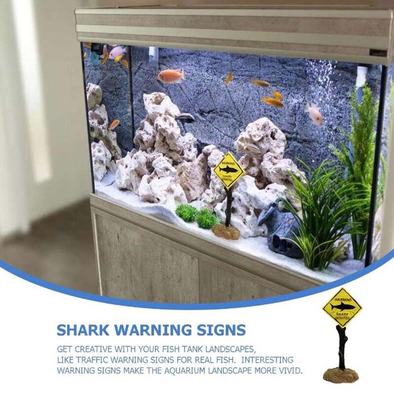 Διακόσμηση τοπίου ενυδρείου 1 τεμ., προειδοποιητικό σήμα για κίτρινο καρχαρία, διασκεδαστική διακόσμηση τοπίου ενυδρείου