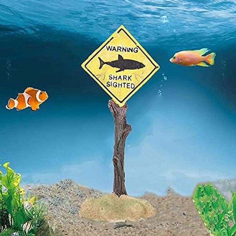 Διακόσμηση τοπίου ενυδρείου 1 τεμ., προειδοποιητικό σήμα για κίτρινο καρχαρία, διασκεδαστική διακόσμηση τοπίου ενυδρείου